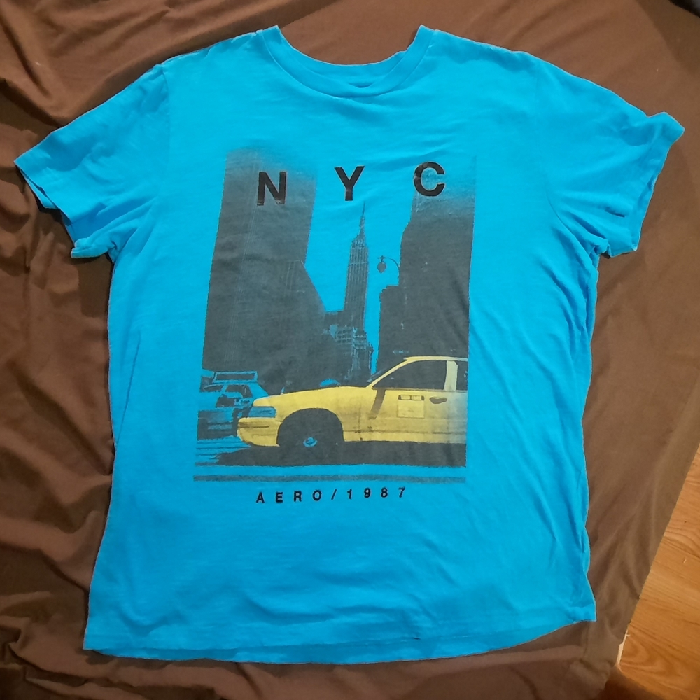 Large Aeropostale NYC New York City Blue Shirt
